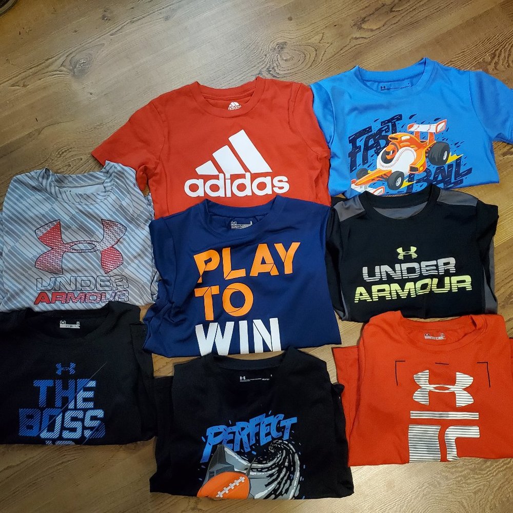 set of Under Armour/Adidas shirts boys size 5